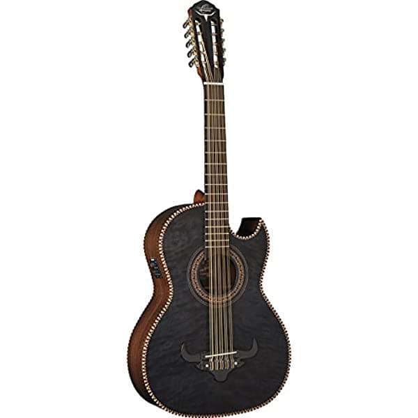 Oscar Schmidt OH32SEQTB Bajo Quinto Electroacústico con Tapa de Arce Burled y Gig Bag Deluxe - Transparent Black ISOSCOH32SEQTRD