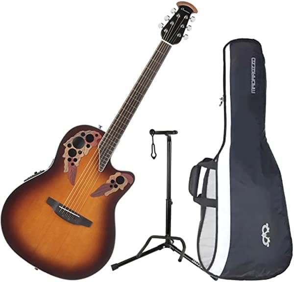Ovation CE48-1 Celebrity Elite Super Shallow Sunburst Guitarra Electroacústica con Gig Bag y Soporte para Guitarra CE48-1 BUNDLE