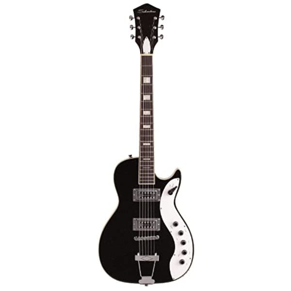 Silvertone Classic 1423-BGF Guitarra Eléctrica de Cuerpo Sólido Oro/Negro Flake