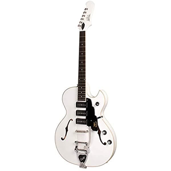 Guild Guitarra Starfire I Jet 90 - Guitarra Eléctrica De Cuerpo Semihueco Color Blanco Satinado Corte Florentino Colección Newark St