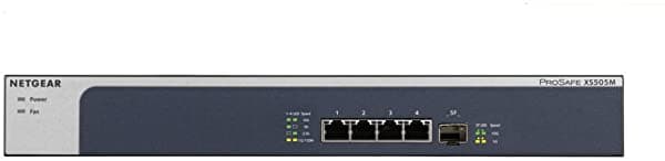 Netgear Switch No Administrado Multigigabit Ethernet De 5 Puertos 10G (Xs505M) - Con 1 X 10G Sfp+ Montaje En Escritorio/Rack Y Protección Prosafe De Por Vida Negro Gris XS505M-100EUS