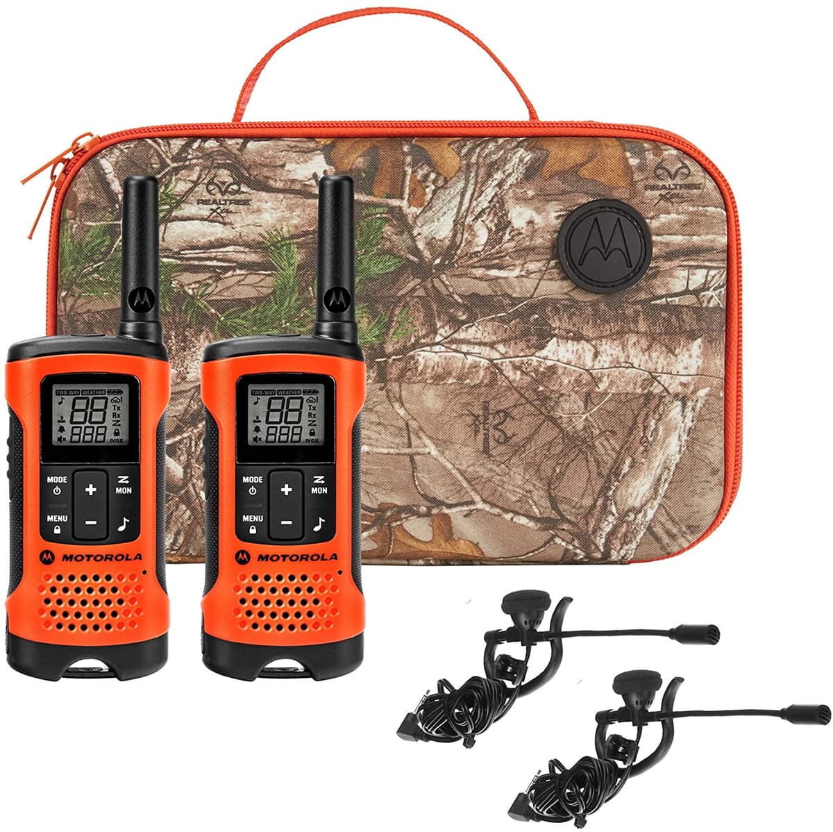 Motorola Solutions, T265 Talkabout, Radios Bidireccionales Portátiles FRS, Recargables, 22 Canales, Alcance de 25 Millas, Color Naranja, Paquete de 2