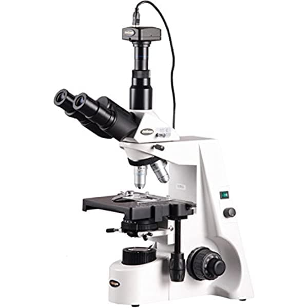 AmScope T690C-9M Microscopio Trinocular Compuesto Digital 40X-2500X Aumentos, Oculares WH10X y WH25X Super-Widefield, Objetivos Infinity, Campo Claro, Condensador Kohler, Platina Mecánica de Doble Capa, Incluye Cámara de 9MP con Lente de Reducción y Software
