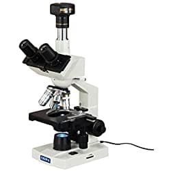 OMAX M83ES-C30U Microscopio Trinocular Compuesto Digital de Laboratorio 40X-2000X LED con Cámara Digital de 3MP y Platina Mecánica de Doble Capa