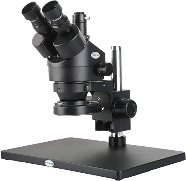 Koppace 3.5X-90X Black Large Platform Trinocular Stereo Microscopio 144 Led Ring Luz 1X Ctv Includes 0.5X Barlow Lente