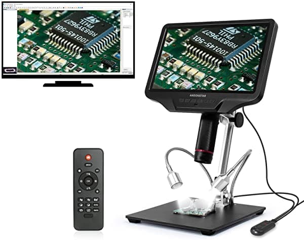Andonstar Ad409 4Mp 300X Microscopio Digital Usb Hdmi Portátil Con Pantalla Lcd De 10.1 Pulgadas Alta Distancia De Objetos Para Soldadura Y Reparación De Pcb Compatible Con Conexión Wifi De Pc Y Software De Medición