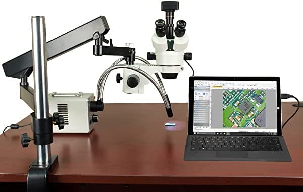 Omax 21 X -225 X 18 Mp Usb3.0 En Microscopio Estéreo Digital En El Brazo Articulado Con 30 W Led Dual Color De Luz W43AF1-D3X2A-E25-L30WY-C180U3