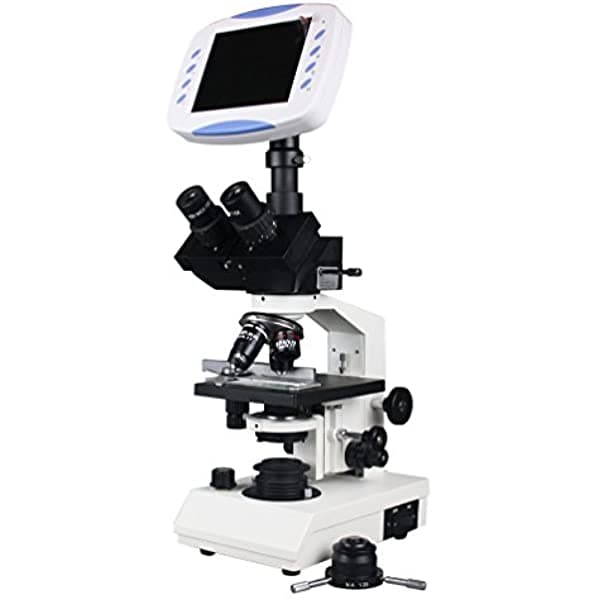 Radical 40-2500X Profesional Trinocular De Alta Potencia Biología Médica Darkfield Microscopio W 3D Etapa Darkfield Condensador De Petróleo Batería Variable Led Iluminación Semi Plan Objetivos Diapositivas Pantalla Lcd RMH4TL250XDF1LC