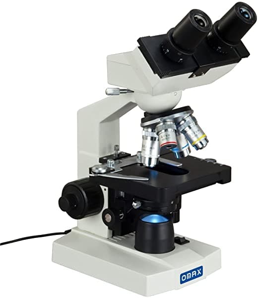 Omax 40X-2500X Microscopio Led Binocular Biológico Compuesto Con Bandeja Mecánica 3D Y Perilla Coaxial De Enfoque Grueso/Fino M82EZ