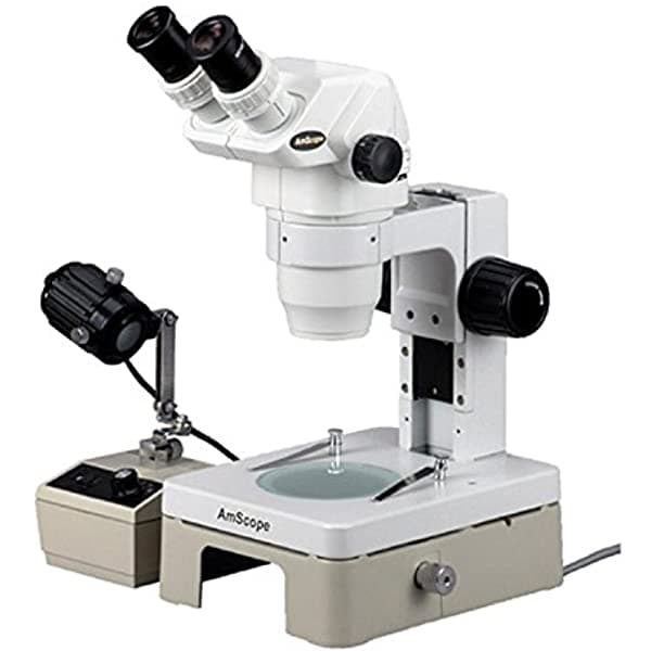 Amscope Zm-2By-Eb Microscopio De Zoom Estéreo Binocular Profesional Para Aplicaciones Biológicas Ocular Ew10X Aumento De 6.7X-90X Objetivo De Zoom 0.67X-4.5X Iluminación Halógena Superior E Inferior Soporte De Pista 110V-120V Incluye Lente De Barlow 2.0X