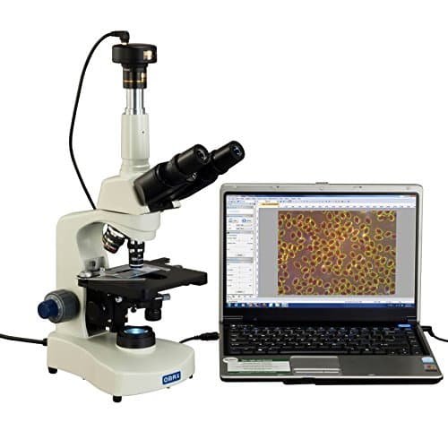OMAX M8311-A191-C90 40X-2000X LED Microscopio Trinocular Compuesto de Campo Oscuro con Cabezal de Visualización Siedentopf de 30 Grados y Condensador de Campo Oscuro Seco y Cámara USB de 9.0MP