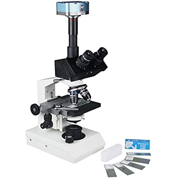 Radical 40-2500X Microscopio De Biología Trinocular Profesional De Alta Potencia Médica Con Escenario 3D Condensador Abbe Batería Variable Led Iluminación Semi Objetivos Cámara 3Mpix FH-6CG2-12G9