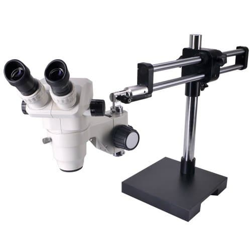 Omano OM99-V15 - 6.7X-45X Microscopio Estéreo - Binocular Color Premium Zoom - Soporte de Brazo Boom Doble Premium - Movimiento Continuo Glide - Aro de Luz LED