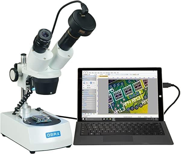 Omax 10X-20X-30X-60X Cordless Stereo Binocular Microscopio Dual Led Luces Y 5Mp Camara G223CS-C50U