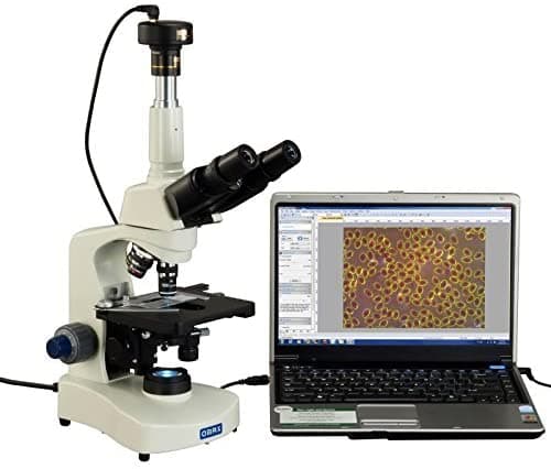 OMAX 40X-2000X LED Darkfield Microscopio Trinocular Compuesto con cabezal de visualización Siedentopf de 30 grados, condensador darkfield seco y cámara USB de 5.0 MP M8311-A191-C50
