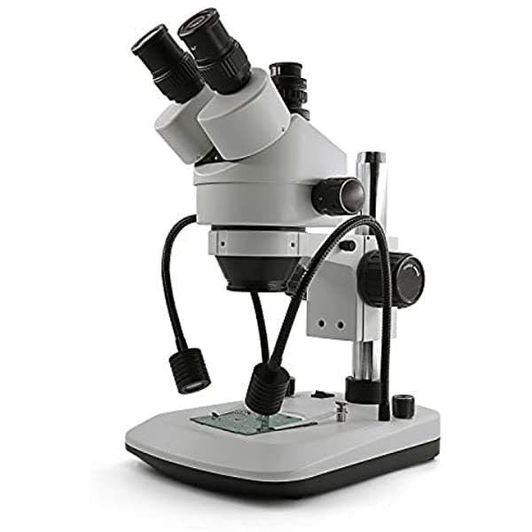 SWIFT S7-TGL-CA05 Microscopio Trinocular Zoom Estéreo, 7X-45X, Lente WF10X, Luz LED Dual, Base de Pilar, 110V-120V MA01271