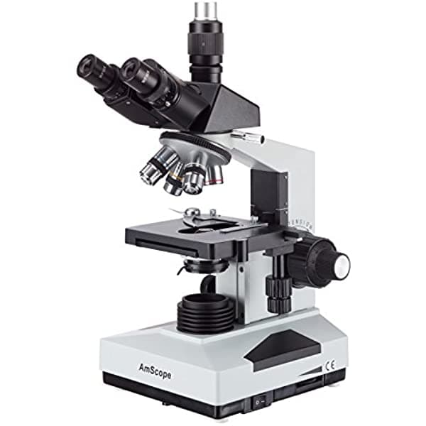 Amscope T490B Microscopio Trinocular Compuesto Ampliación De 40X-2000X Luz Halógena Condensador Abbe Mesa Mecánica De 2 Capas Óptica De Alta Resolución Premiado Con El N.° 6 Entre Los 10 Mejores Microscopios De 2016