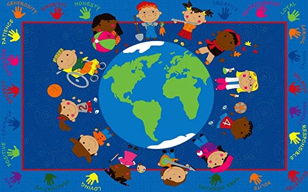 Kidcarpet.Com - Alfombra Rectangular De Personajes Mundiales 7 Pies 6 Pulgadas X 12 Pies Multicolor FE801-44A