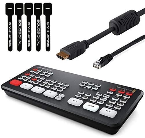 Blackmagic Design Atem Mini Pro Iso Hdmi - Paquete De Iniciación De Conmutador De Transmisión En Vivo Con Cable Hdmi De 6 Pies Cable Cat5E De 7 Pies Y Paquete De 5 Bridas De Señal Sólida (Swatemminibpriso) SWATEMMINIBPRISO-BUNDLE