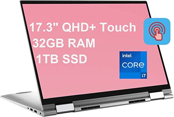 Dell Inspiron 17 7000 7706 2 En 1 Laptop 17.3" Qhd+ Pantalla Táctil 11ª Generación Intel Quad-Core I7-1165G7 32Gb Ram 1Tb Ssd Intel Iris Xe Graphics Retroiluminados Kb Huella Digital Hdmi Win10 Plata