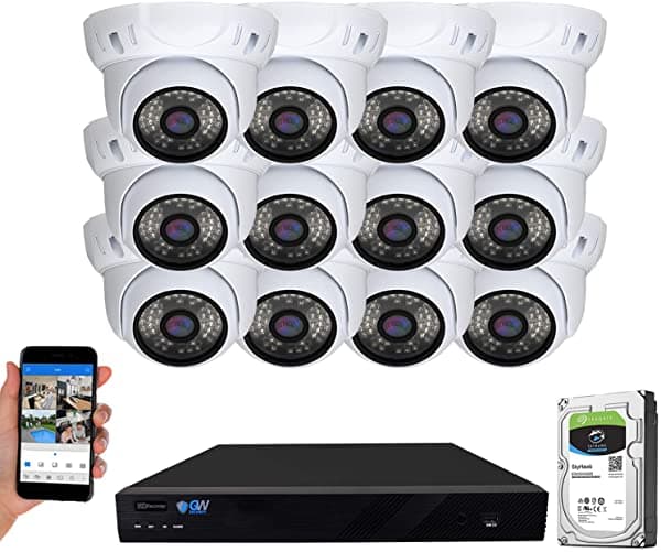 GW Security Gw Seguridad Sistema De Vigilancia Con Alimentación Por Ethernet Y Cámara De Seguridad De 5 Mpx Y Nvr Para Red Ip VD12C16CH5091IP