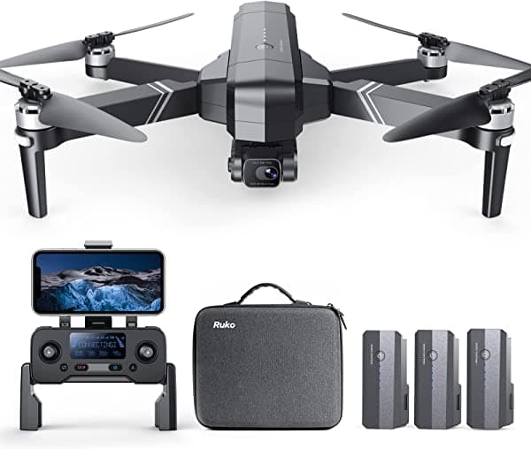Ruko F11GIM2 Drone con Camara para Adultos 4K Gimbal de 3 Ejes + EIS Alcance de 9800 Pies Tiempo de Vuelo de 84 Minutos 3 Baterias GPS Retorno Automatico a Casa Follow Me Waypoint Punto de Interes