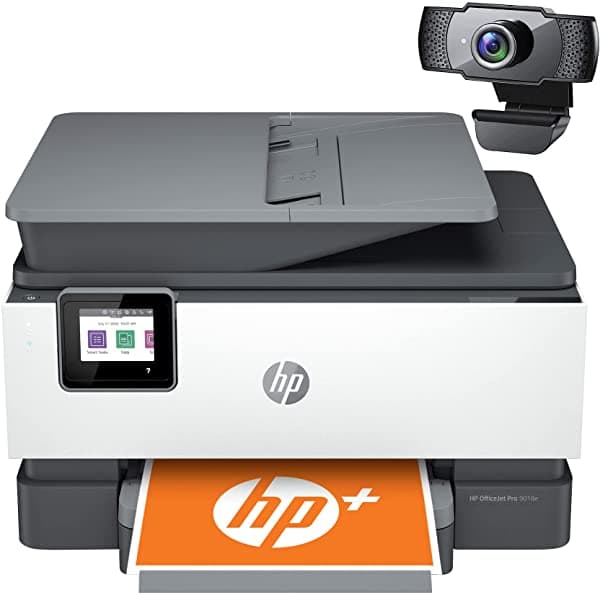 Hp Officejet Pro 9018E - Impresora Inalámbrica De Inyección De Tinta A Color Azul Impresión De Escaneo De Fax - 22 Ppm 4800 X 1200 Ppp Adf De 35 Hojas Impresión Automática De 2 Lados Ethernet Cámara Web Externa Cbmou