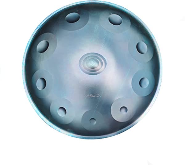 AS TEMAN - Handpan en Re Menor 10 Notas Handpan de Acero de 22 Pulgadas con Funda Suave 2 Mazos de Mano Soporte de Mano Sin Polvo