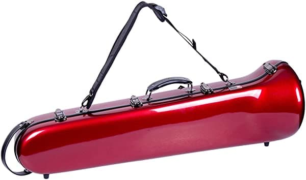 Crossrock F-Trigger O Straight Trombone Case Fibra De Vidrio Con Mochila Rojo CRF1000TBRD
