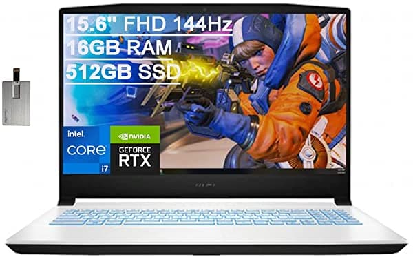 2022 Msi Sword Gaming 15.6" Fhd 144Hz Laptop Computer Intel Core I7-11800H 11.ª Generación 16Gb Ram 512Gb Pcie Ssd Teclado Retroiluminado Geforce Rtx 3050 Ti Cámara Web Hd Win 10 Blanco Tarjeta Usb Snowbell De 32Gb