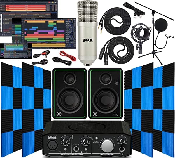 Mackie Onyx Artist 1-2 Interfaz De Audio/Midi Con Pro Tools First Software Studio Bundle Con Monitores De Estudio Cr3-X Paquete De 24 Cuñas De Espuma Acústica Insonorizadas Paneles De Aislamiento Acústico
