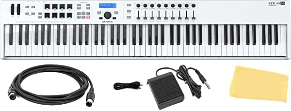 Arturia MiniLab MkII 25 Teclado Controlador USB Mini con Auriculares Pedal de Sustain y Pano de Pulido Austin Bazaar AUS-230541-COMBO-DLX
