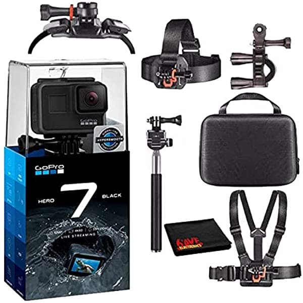 Gopro Hero7 Hero 7 - Cámara De Acción Digital Impermeable Con Kit De Acción Accesorios Para Cuerpo Paquete De Cuerpo (Negro)