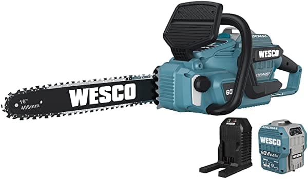 Wesco Motosierra Inalámbrica Motosierras Alimentadas Por Batería (60 V - 16 Pulgadas)