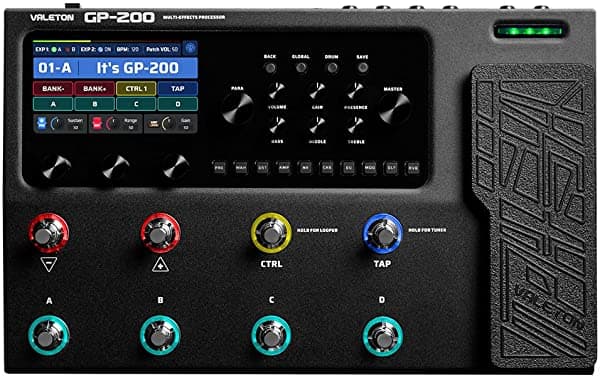 Valeton GP-200 Pedalera Multi-Efectos para Guitarra/Bajo con Expresión, Loop FX, MIDI, Amp Modeling, Simulación de Cabina, USB, Estéreo