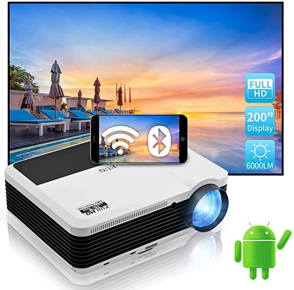 CAIWEI Proyector De Video Wifi Bluetooth Inteligente Android 1080P Proyector De Películas De 200 Pulgadas Pantalla De Cine Al Aire Libre Hdmi Usb Vga Audio Espejo Inalámbrico Para Teléfono Tableta Laptop Pc Fire Tv Stick Dvd Ps5 Juego Deportivo