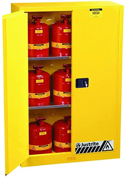 Justrite 894500 Sure-Grip Ex - Armario De Seguridad Estándar 43 Pulgadas De Ancho X 18 Pulgadas De Profundidad X 65 Pulgadas De Alto Amarillo