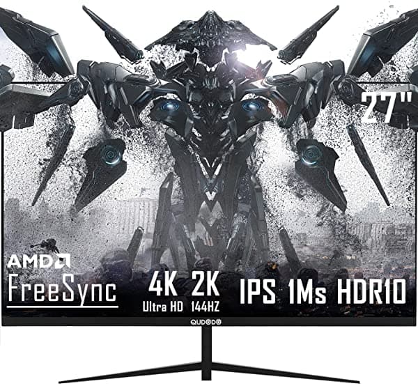 Qudodo Monitor gamer IPS 4K 60Hz UHD (3840x2160) compatible con 2K/1080P 144Hz, 1 ms, HDMI, DP, 100% sRGB, HDR10 (1 mil millones de colores), bordes ultrafinos, FreeSync, para colgar en la pared, modo FPS y RTS