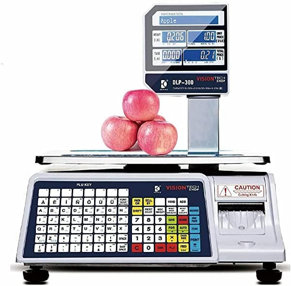 Visiontechshop Pantalla De Poste De Báscula De Impresión De Etiquetas Dlp-300 Capacidad De 30/60 Libras 0.01/0.02 Libras Ntep Legal Trade
