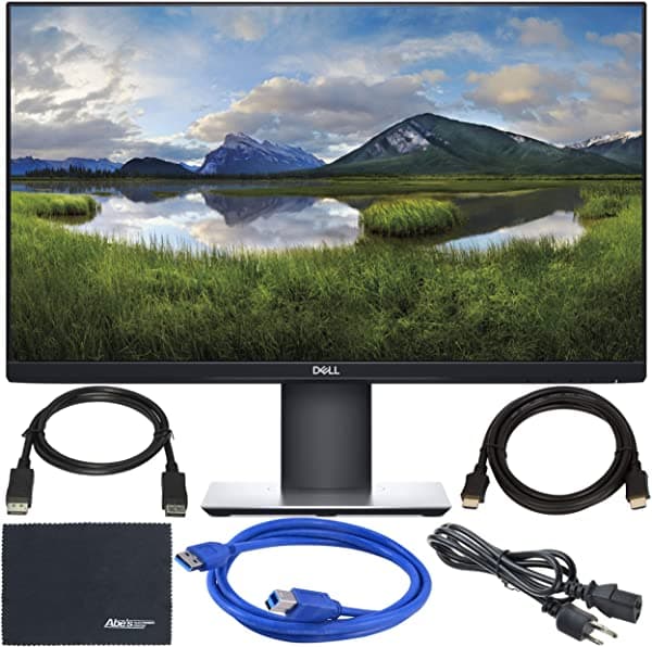 Dell P2419H Monitor IPS de bisel ultrafino de 24" 16:9 + cable DisplayPort + cable HDMI + cable USB 3.0 + paño de gamuza de microfibra AOM DELLP2419HJK