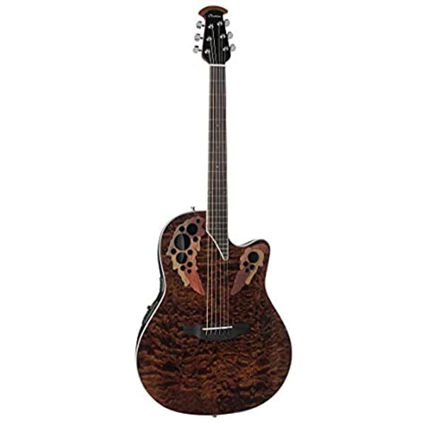 Ovation Celebrity Elite Plus - Guitarra electroacústica con tapa quilted de arce, ojo de tigre CE44P-TGE