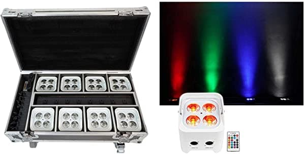 Rockville Best Pack 50 Luces Blancas (8) De Lavado De Baterías+Dmx Inalámbrica+Estuche De Carga BEST PACK 50 WHITE