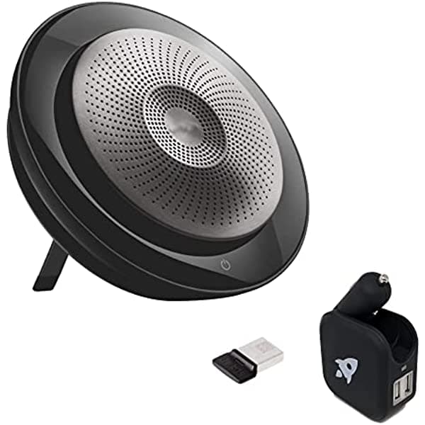 Global Teck Worldwide Jabra Speak 710 - Altavoz Bluetooth Jabra Usb Dongle Gtw Ac Wall Cargador - Pc Mac Tableta Smartphone Compatible Con Aplicaciones De Voz Video Y Conferencia Ms Teams Skype (Paquete Ms Con Cargador Ca)