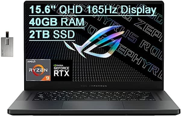 Asus Rog Zephyrus 2021 - Computadora Portátil Para Juegos Qhd 165Hz Amd Ryzen 9-5900Hs (Beats Intel I7-11800H) 40 Gb De Ram Ssd Pcie De 2 Tb Teclado Retroiluminado Gráficos Geforce Rtx 3070 Win 11 Gris Usb De 32 Gb