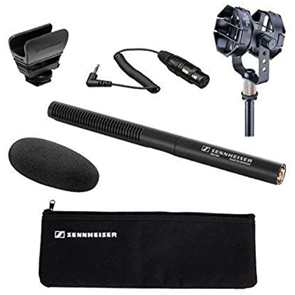 Sennheiser MKE 600 - Micrófono Shotgun Con Araña Antivibración Audio-Technica AT8415 Y Sennheiser KA 600 - Cable XLR Hembra A TRS Macho De 1/8" - 15"