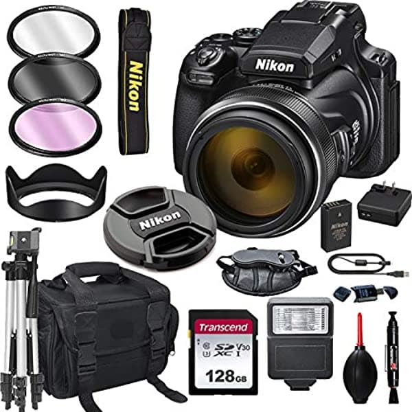 Nikon Coolpix P1000 Cámara Digital De 16.7 + Tarjeta De 128 Gb Trípode Flash Y Más (Paquete De 18 Piezas) Nikon P1000
