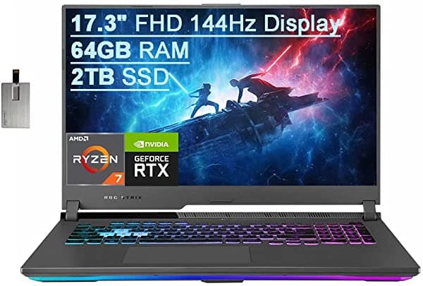 2021 Asus Rog Strix G17 17.3" Fhd 144Hz Computadora Portátil Para Juegos Amd Ryzen 7-4800H 8 Núcleos 64Gb Ram 2Tb Pcie Ssd Teclado Retroiluminado Gráficos Nvidia Geforce Rtx 3060 Windows 10 Gris Tarjeta Usb De 32 Gb