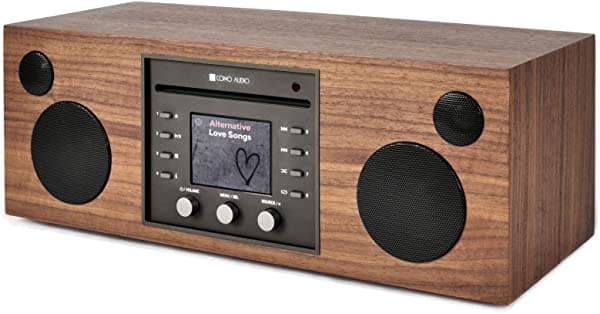 Como Audio Musica - Sistema De Música Inalámbrico Con Reproductor De Cd Radio Por Internet Spotify Connect Wi-Fi Fm Bluetooth Y Transmisión De Un Solo Toque Nogal/Negro