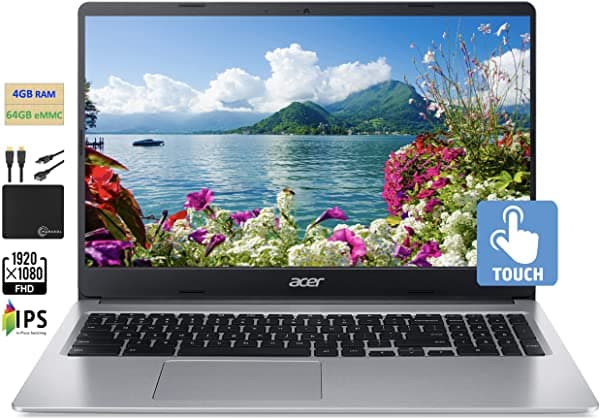 Acer Chromebook 2021 15.6 Pulgadas Fhd 1080P Ips Pantalla Táctil Para Computadora Portátil Intel Celeron N4020 4Gb Ram 64Gb Emmc Cámara Web Hd Wifi Batería De Más De 12 Horas Sistema Operativo Cromado Con Cables Marxsol Flagship Chromebook IPS TouchScreen