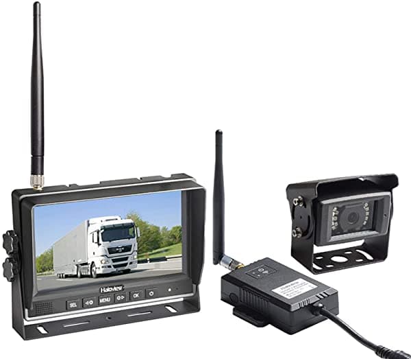 Haloview RD7 Kit de Sistema de Cámara de Retroceso Inalámbrico de Largo Alcance 7 Pulgadas 720p HD Monitor Digital DVR Incorporado Cámara de Observación Trasera para Camión/Remolque/Autobús/Caravana/Motorhome